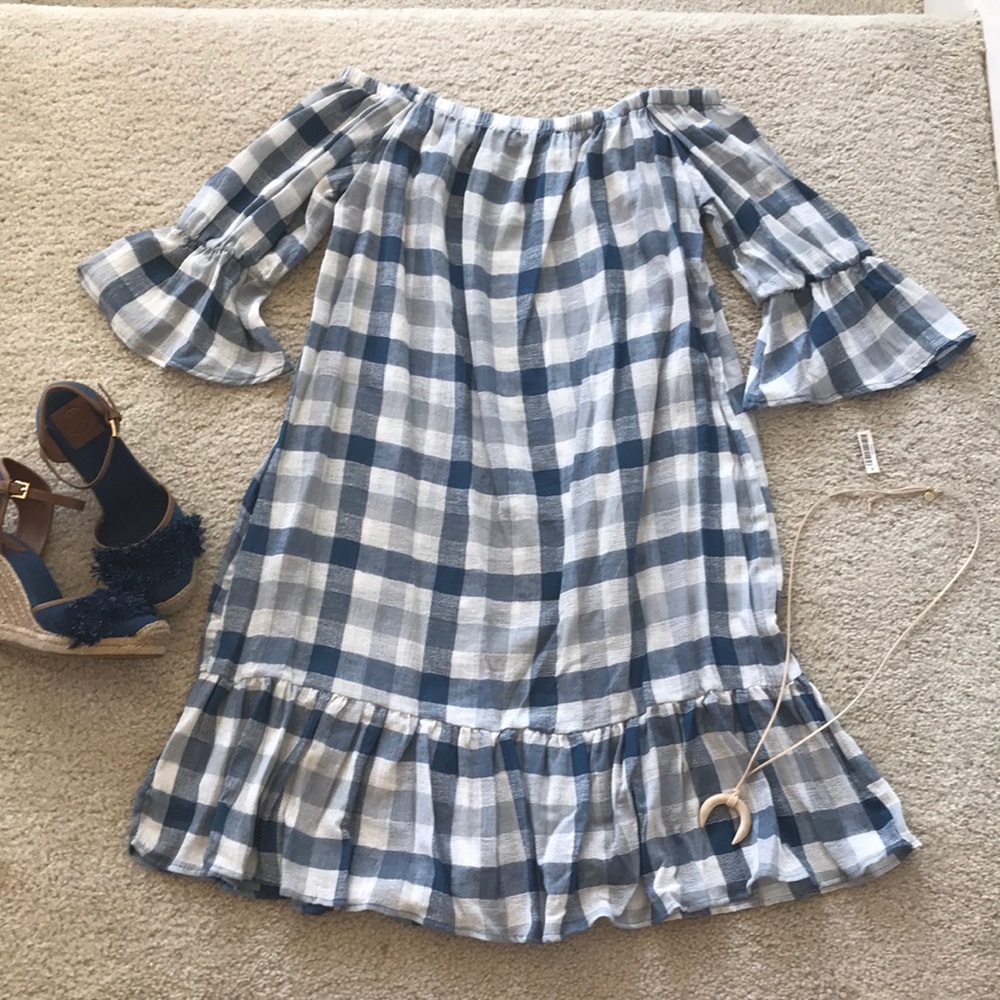 Off the Shoulder Gingham Dress - Picture 7 of 8